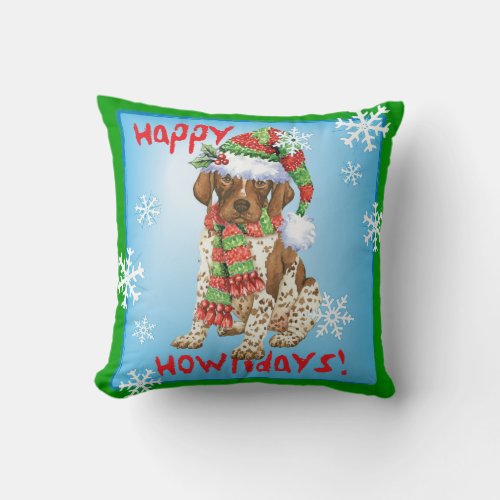 Happy Howliday GSP Throw Pillow