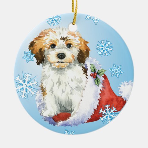 Happy Howliday Havanese Ceramic Ornament