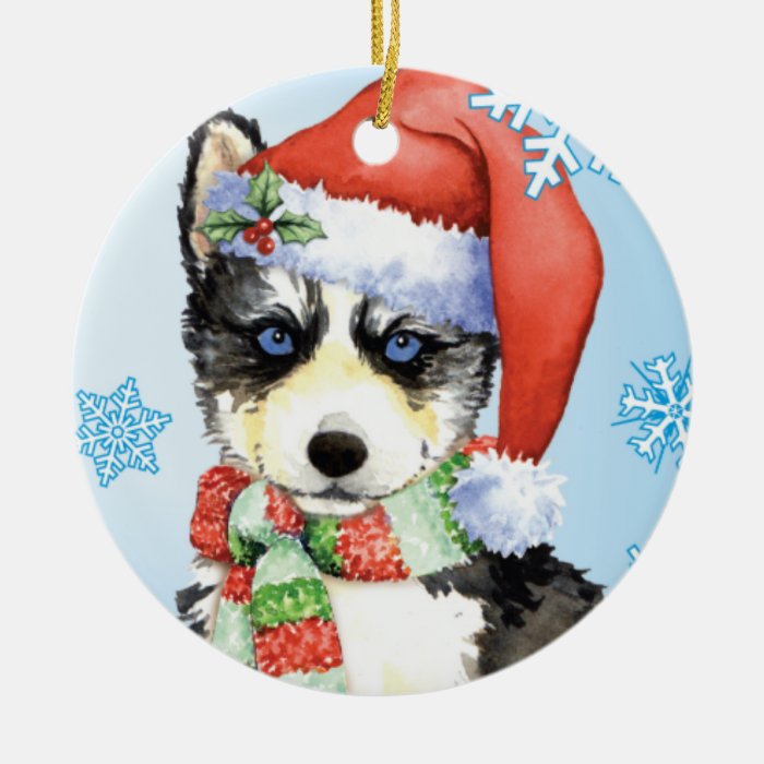 Happy Howliday Husky Ornaments