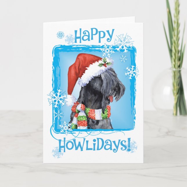 Happy Howliday Kerry Blue Terrier Holiday Card (Front)