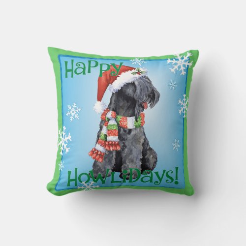 Happy Howliday Kerry Blue Terrier Throw Pillow