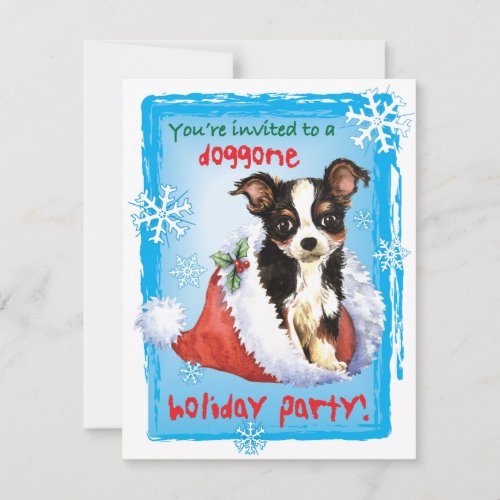 Happy Howliday Long Coat Chihuahua Invitation