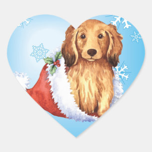 Happy Howliday Longhaired Dachshund Heart Sticker