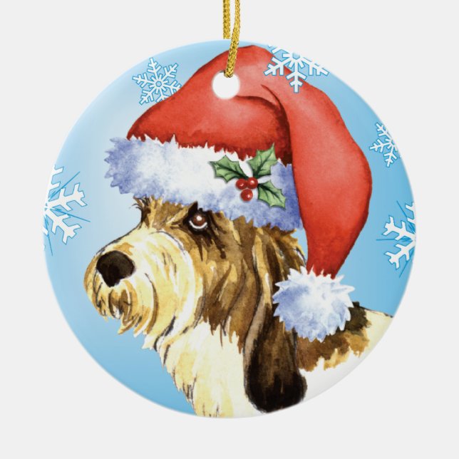 Happy Howliday PBGV Ceramic Ornament (Front)