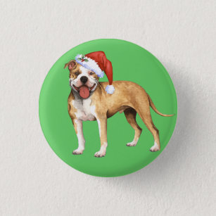 Happy Howliday Pit Bull Terrier Button