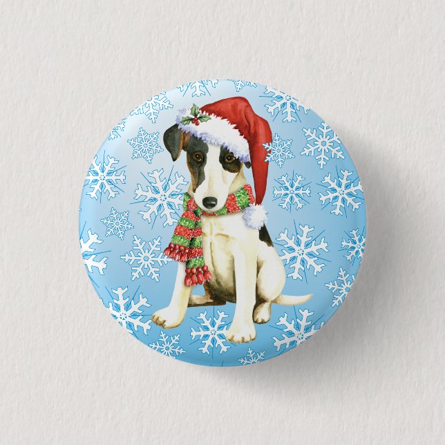 Happy Howliday Smooth Fox Terrier Button (Front)