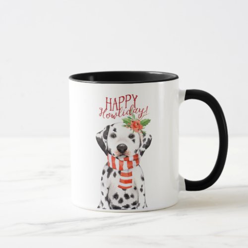 happy howliday spotty dog christmas mug