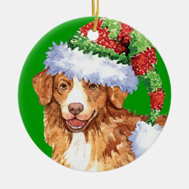 Happy Howliday Toller Ceramic Ornament (Front)