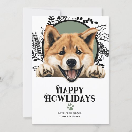 Happy Howlidays Akita Dog Christmas Holiday Card