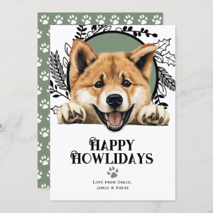 Happy Howlidays Akita Dog Christmas Holiday Card