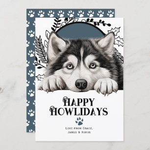 Happy Howlidays Alaskan Malamute Dog Christmas Holiday Card