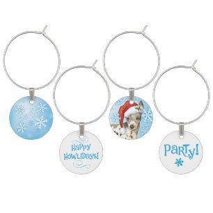 Happy Howlidays American Hairless Terrier Wine Charm