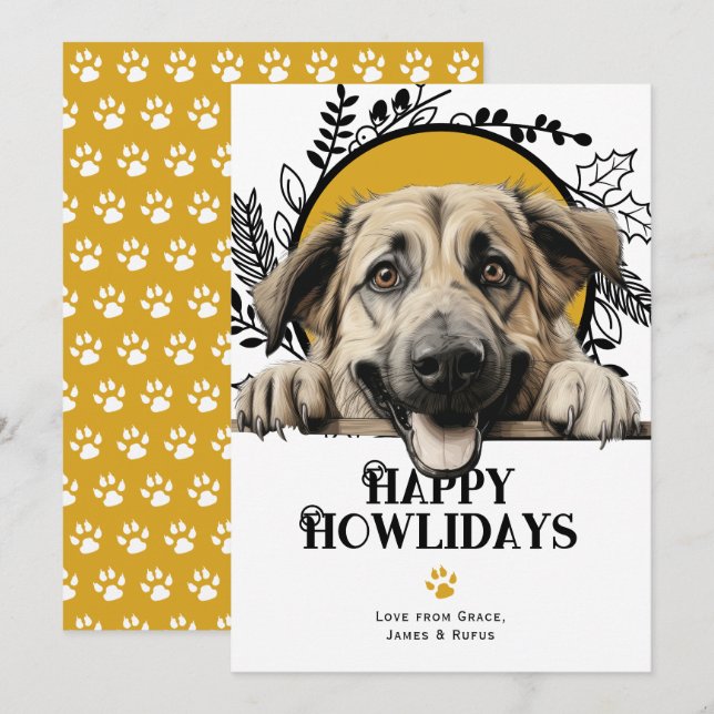 Happy Howlidays Anatolian Shepherd Dog Holiday Card (Front/Back)
