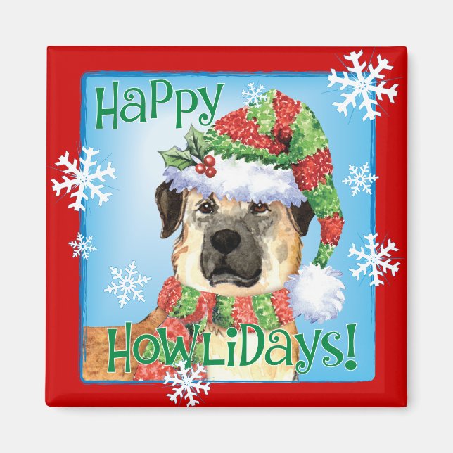 Happy Howlidays Anatolian Shepherd Magnet (Front)