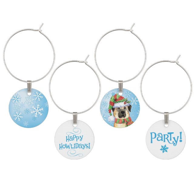 Happy Howlidays Anatolian Shepherd Wine Charm (Staggered)