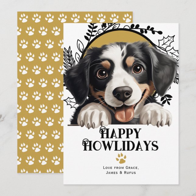 Happy Howlidays Appenzeller Sennenhund Dog Holiday Card (Front/Back)