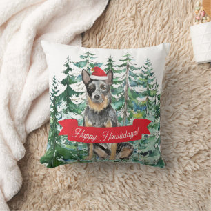 Happy Howlidays Australian Cattle Dog Christmas Throw Pillow