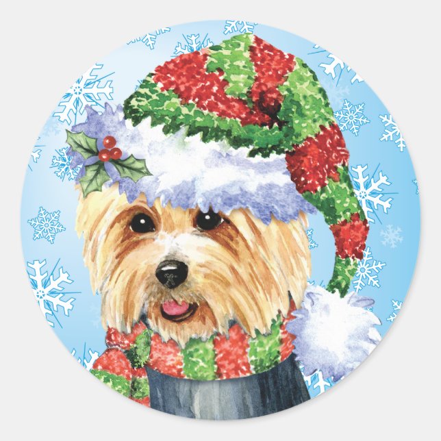 Happy Howlidays Australian Terrier Classic Round Sticker (Front)