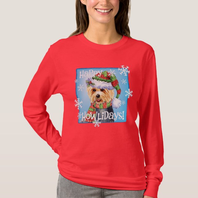 Happy Howlidays Australian Terrier T-Shirt (Front)