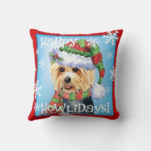 Happy Howlidays Australian Terrier Throw Pillow