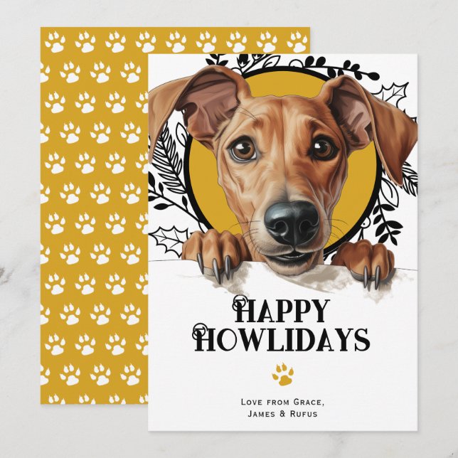 Happy Howlidays Azawakh Dog Christmas Holiday Card (Front/Back)