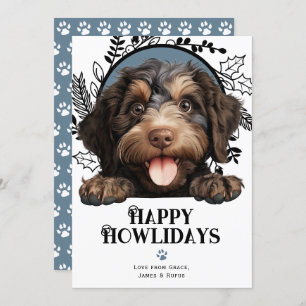 Happy Howlidays Barbet Dog Christmas Holiday Card