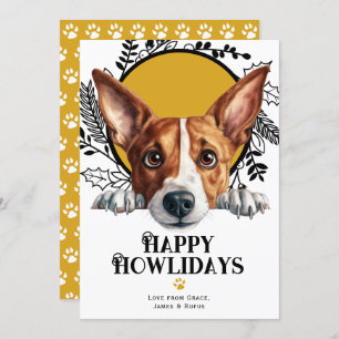 Happy Howlidays Basenji Dog Christmas Holiday Card