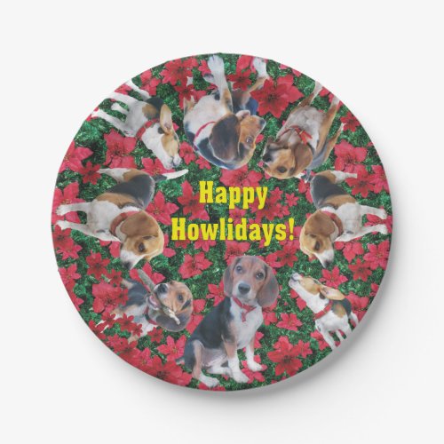 Happy Howlidays Beagle Christmas Paper Plates