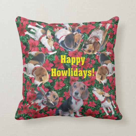 christmas beagle pillow