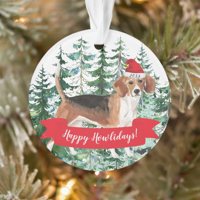 Happy Howlidays Beagle Dog Christmas Ornament (Tree)