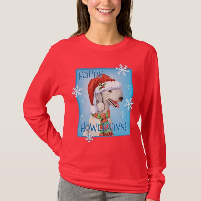 Happy Howlidays Bedlington Terrier T-Shirt (Front)