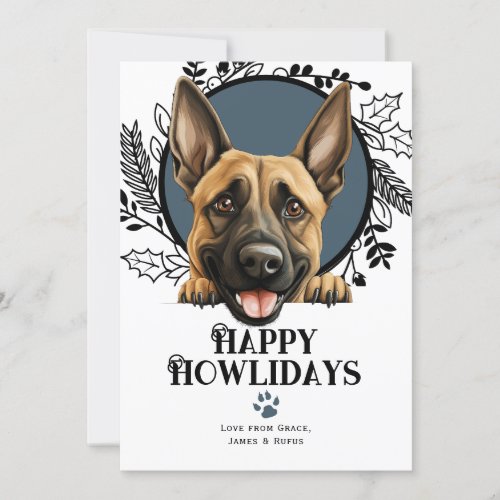 Happy Howlidays Belgian Malinois Dog Christmas Holiday Card