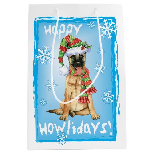 Happy Howlidays Belgian Malinois Medium Gift Bag