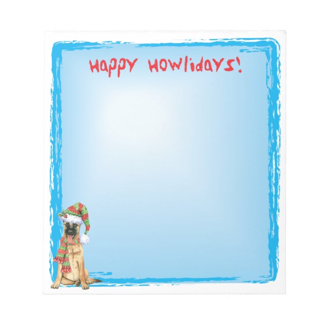 Happy Howlidays Belgian Malinois Notepad (Front)