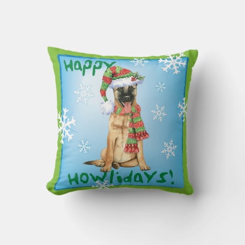 Happy Howlidays Belgian Malinois Throw Pillow