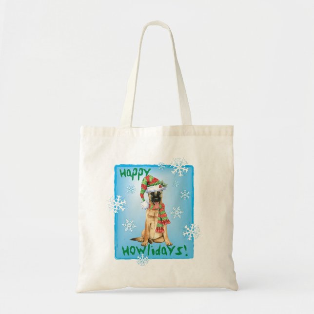 Happy Howlidays Belgian Malinois Tote Bag (Front)