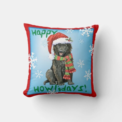 Happy Howlidays Belgian Sheepdog Throw Pillow