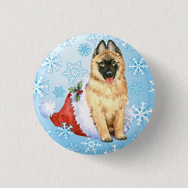 Happy Howlidays Belgian Tervuren Button (Front)