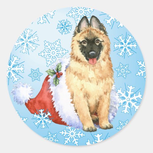 Happy Howlidays Belgian Tervuren Classic Round Sticker