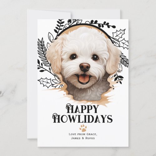 Happy Howlidays Bichon Frise Dog Christmas Holiday Card