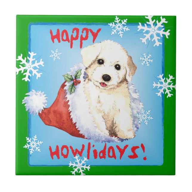 Happy Howlidays Bichon Tile (Front)