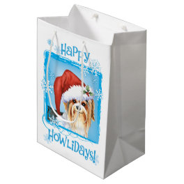Happy Howlidays Biewer Terrier Medium Gift Bag