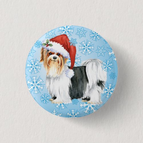 Happy Howlidays Biewer Terrier Pinback Button