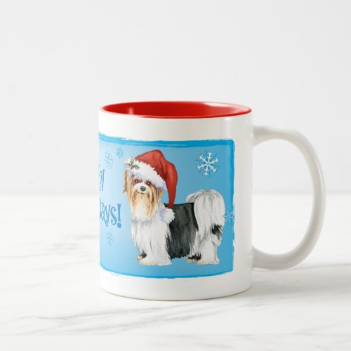 Happy Howlidays Biewer Terrier Two_Tone Coffee Mug