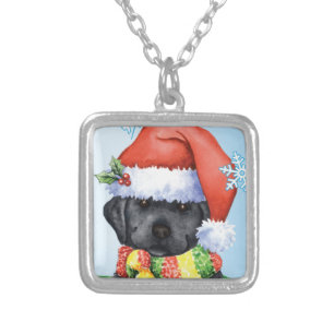 Happy Howlidays Black Lab Silver Plated Necklace
