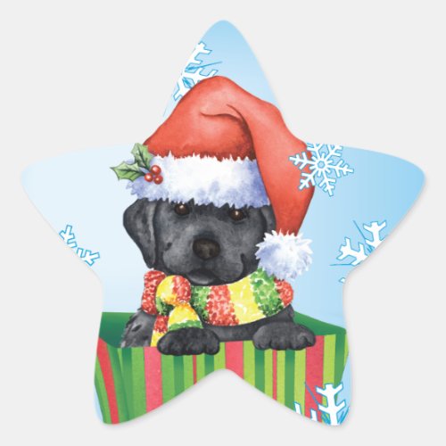 Happy Howlidays Black Lab Star Sticker