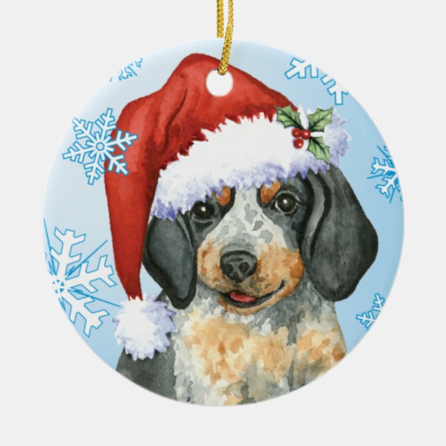 Happy Howlidays Bluetick Ceramic Ornament (Front)