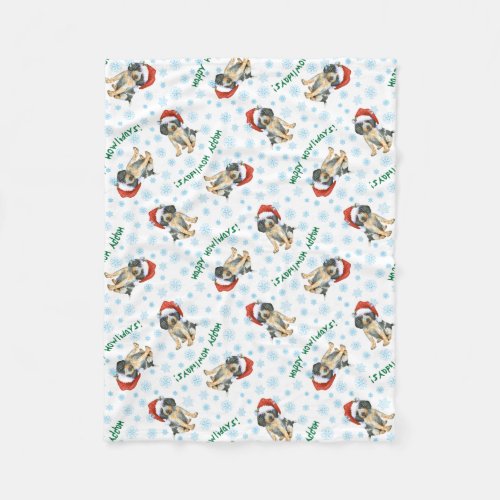 Happy Howlidays Bluetick Fleece Blanket