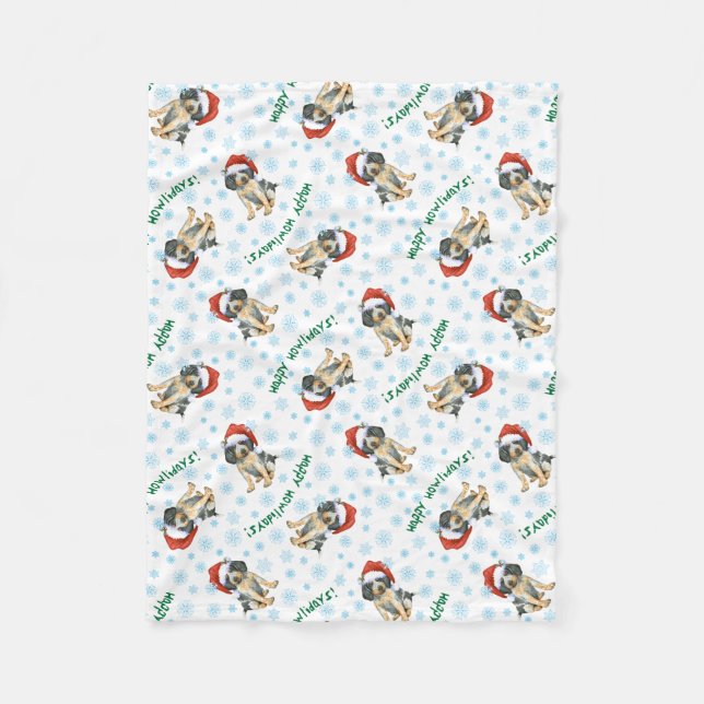 Happy Howlidays Bluetick Fleece Blanket (Front)