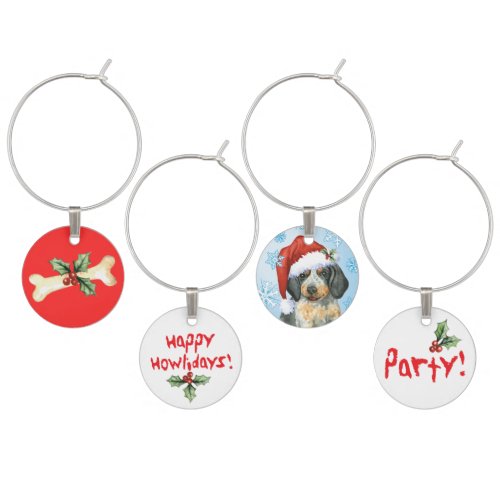 Happy Howlidays Bluetick Wine Glass Charm